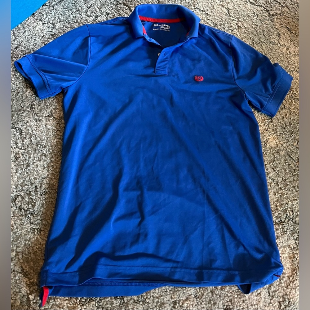 Blue & Red Chaps Sport Mens Adult Small Golf Polo Collared Shirt